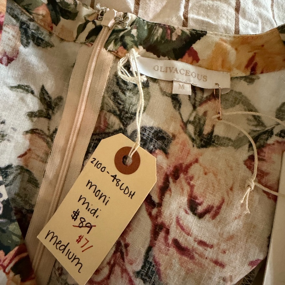 Floral Tiered Wrap Dress in Cream, Pink & Green - Picture 2 of 2